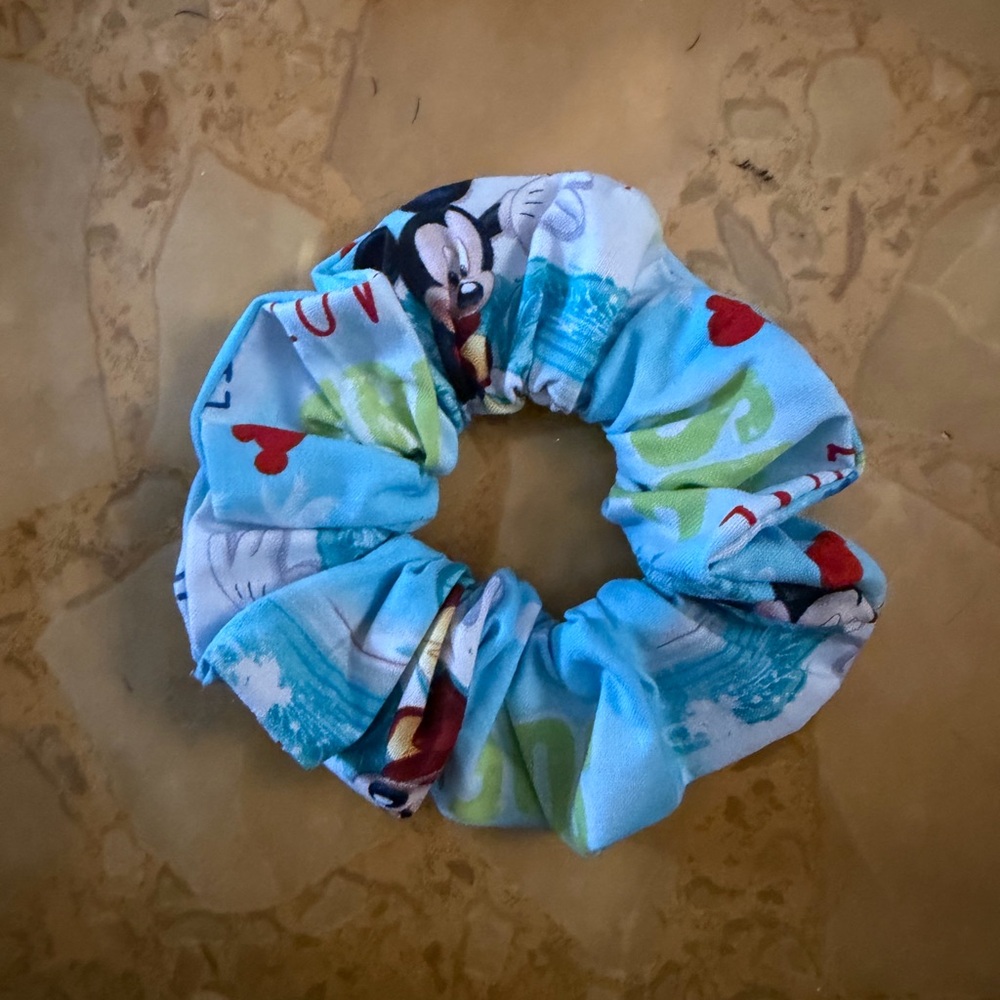 Disney Mickey Mouse Aqua Blue Kids Hair Scrunchie - Picture 4 of 4